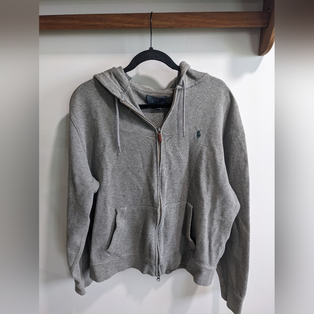 Polo Ralph Lauren Full Zip Hoodie Gray Heather Men's Size Large Classic Soft Gym